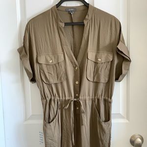 &merci light green/gray button up jumpsuit with pockets size S